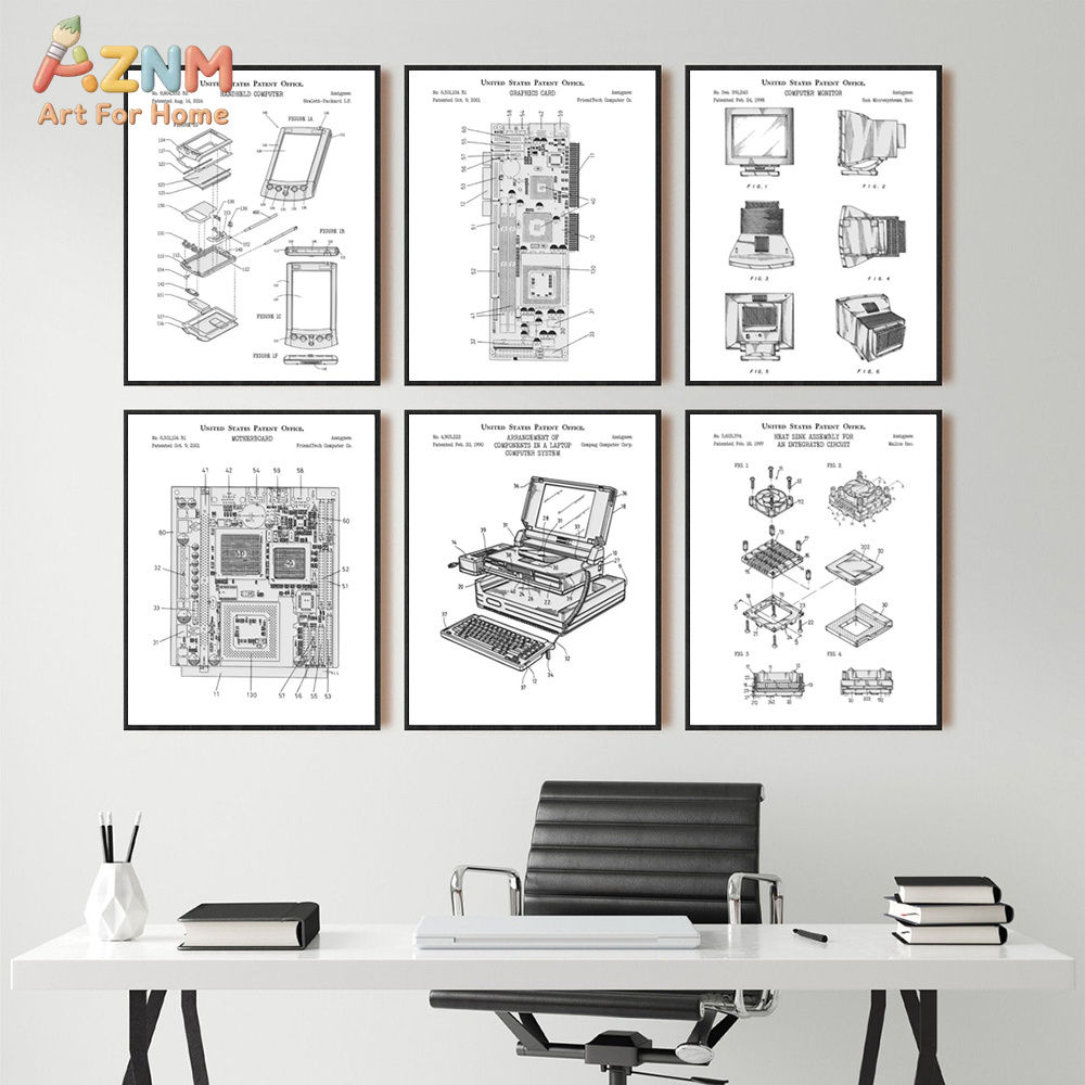 Tech Office Wall Art - AZNM Bilgisayar Anakartı Patent Kanvas Tablo