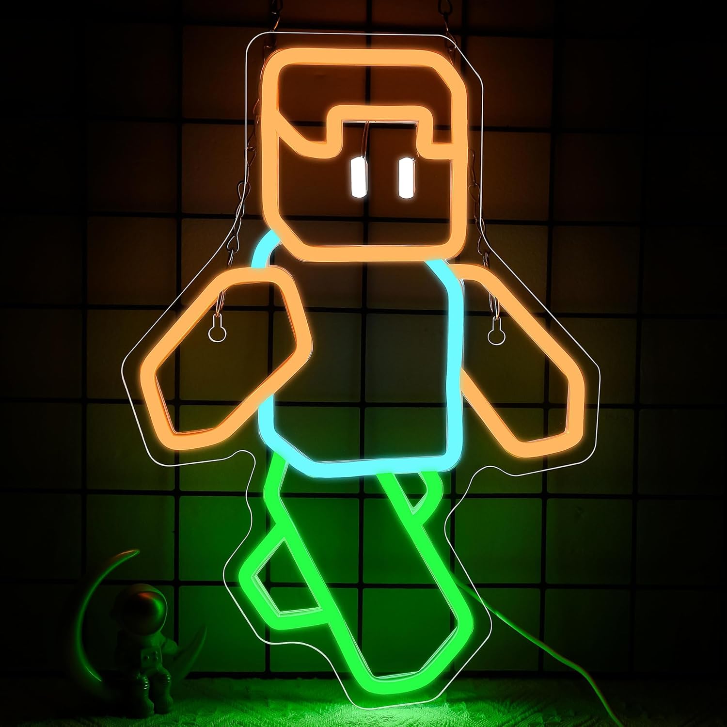 Tech Office Wall Art - Piksel Sanatı Karakter Neon Tabela Turuncu