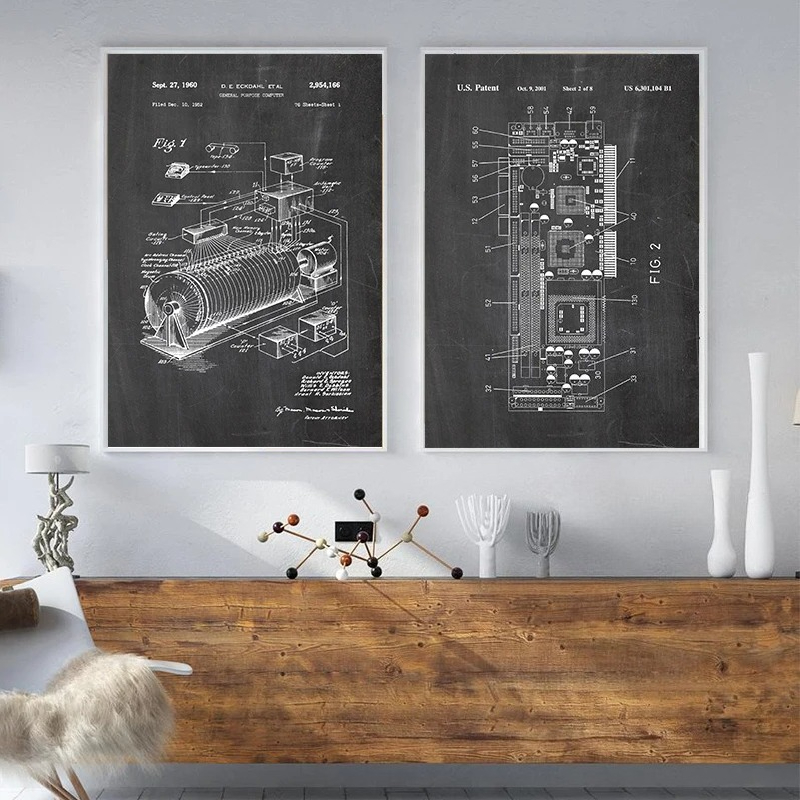 6 Adet Vintage Bilgisayar Pate - Tech Office Wall Art incelemesi ve fiyatı