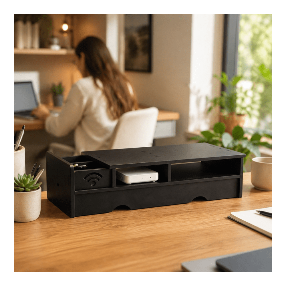 Siyah Mat WiFi Router Saklama  - Office Tech Setup incelemesi ve fiyatı