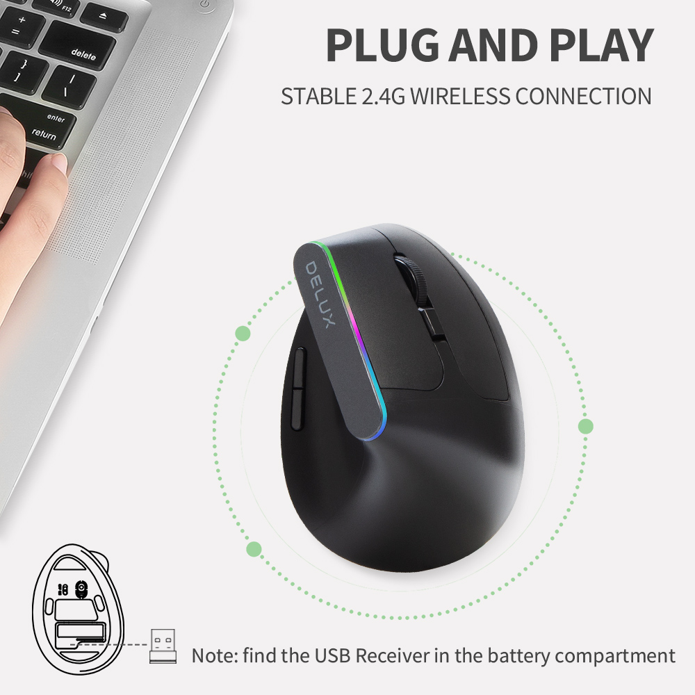 Delux M618C kablosuz sessiz er - Ergonomic Mouse Vertical incelemesi ve fiyatı